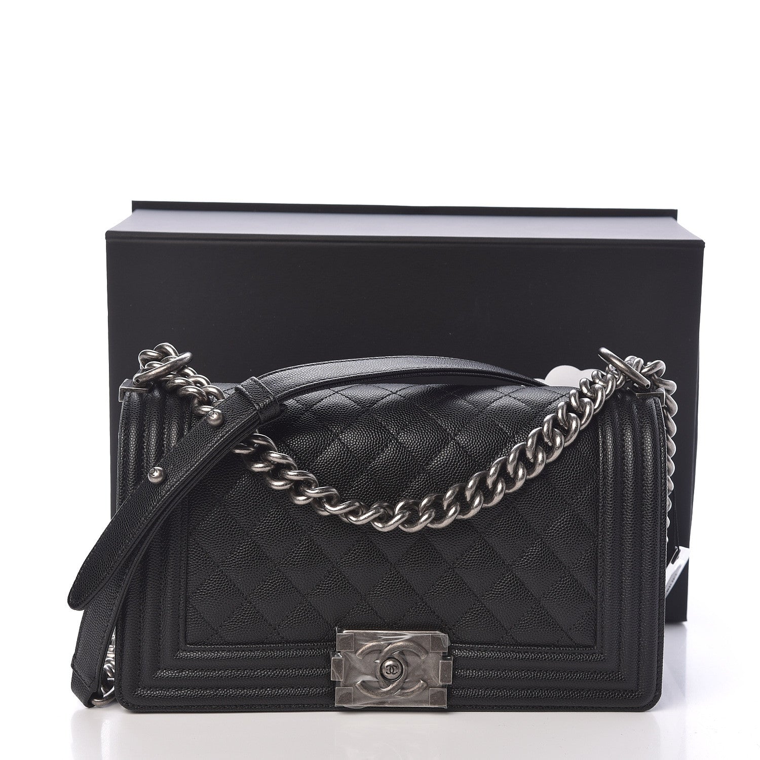 Chanel Caviar Quilted Medium Boy Flap Black 11 of 11