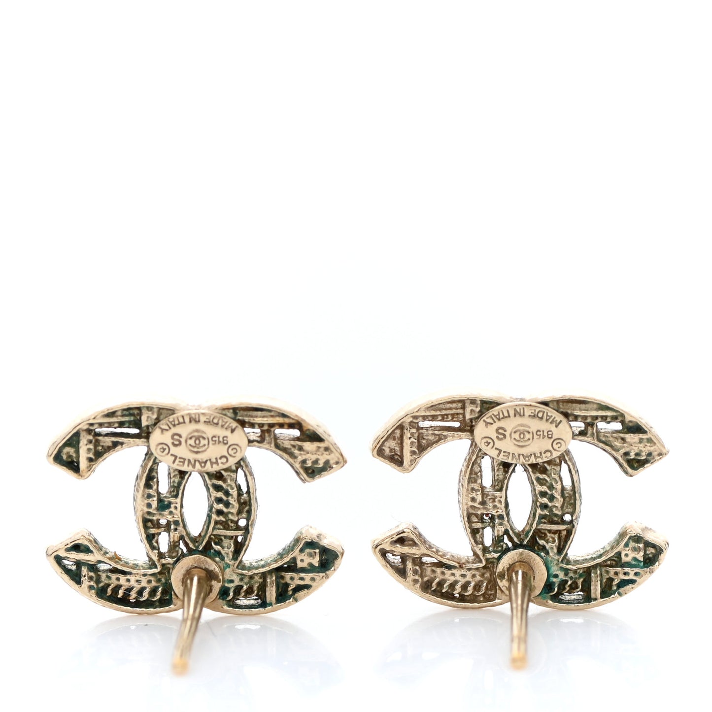 Tweed Effect CC Earrings Gold