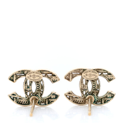 Chanel Tweed Effect CC Earrings Gold 5 of 5