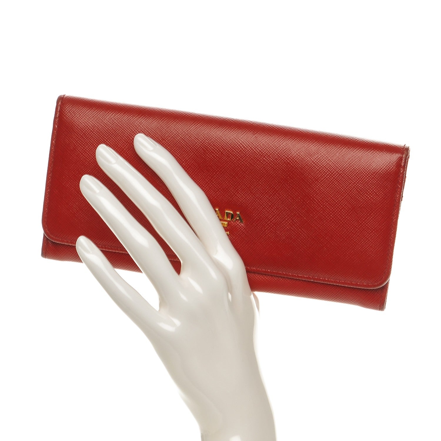 Prada Saffiano Metal Continental Flap Wallet Fuoco 2 of 9