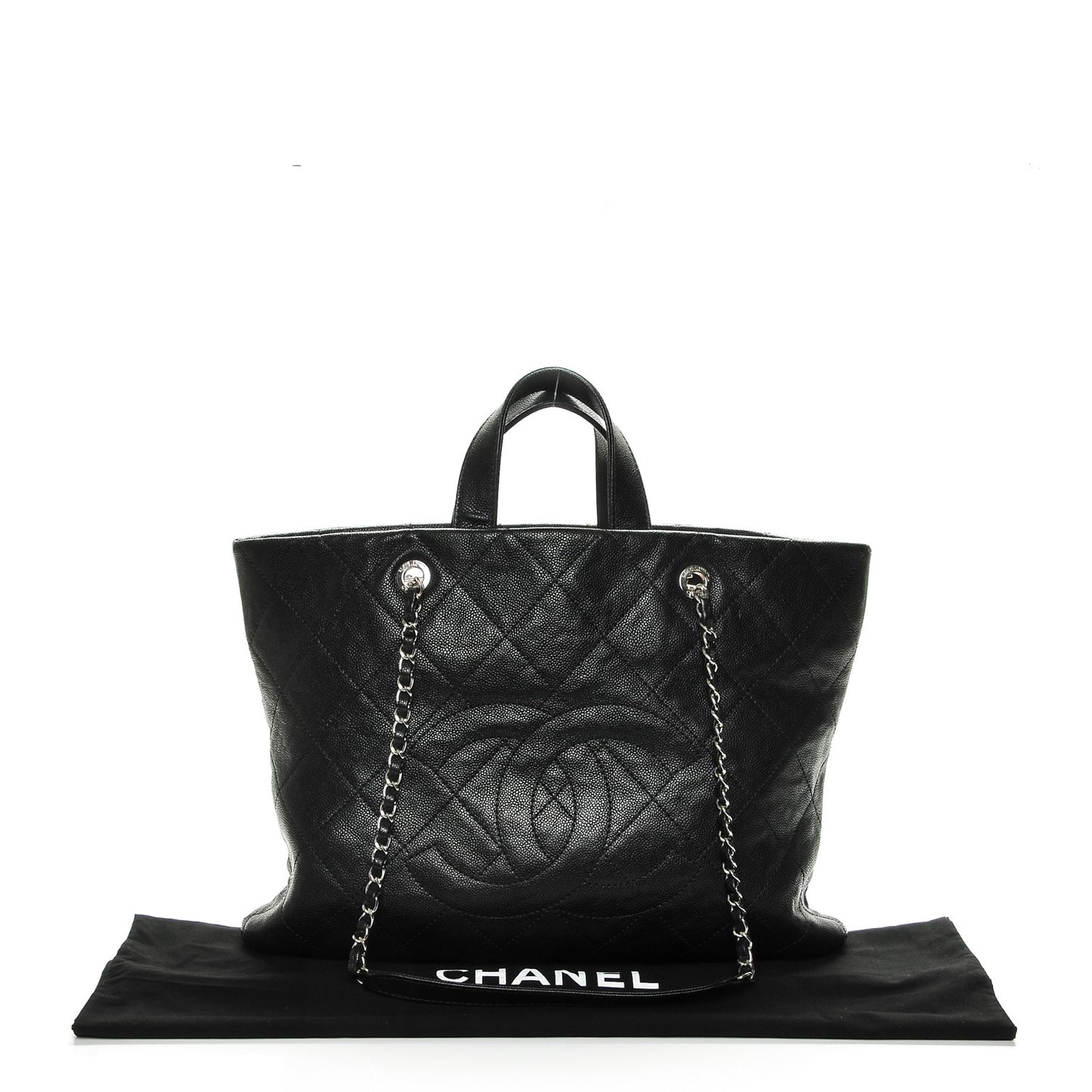Caviar Quilted Large CC Tote Black