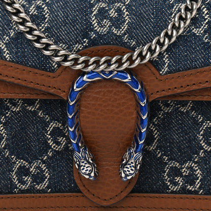 Gucci New Denim GG Monogram Dollar Calfskin Enamel Super Mini Dionysus Shoulder Bag Blue Tea Cuir Epilog Electric Blue 7 of 9