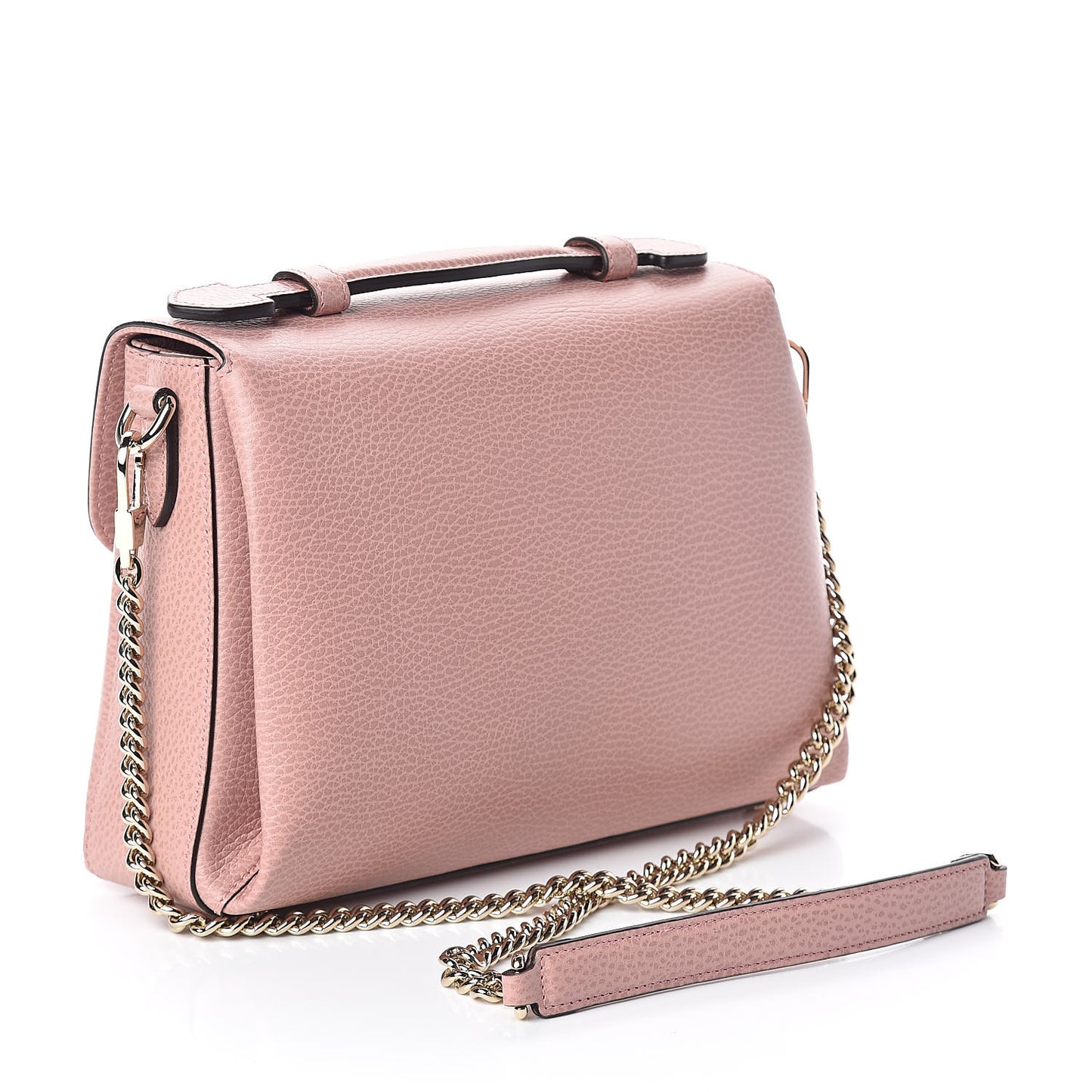Dollar Calfskin Interlocking G Top Handle Shoulder Bag Soft Pink
