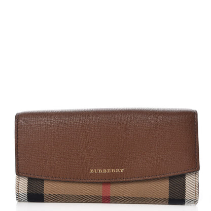 Burberry Grainy Calfskin House Check Continental Wallet Tan 1 of 8