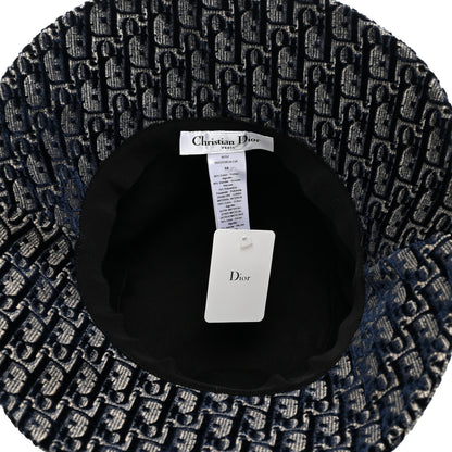 Christian Dior Velvet Oblique Large Brim Bucket Hat 58 Bleu Marine 7 of 8