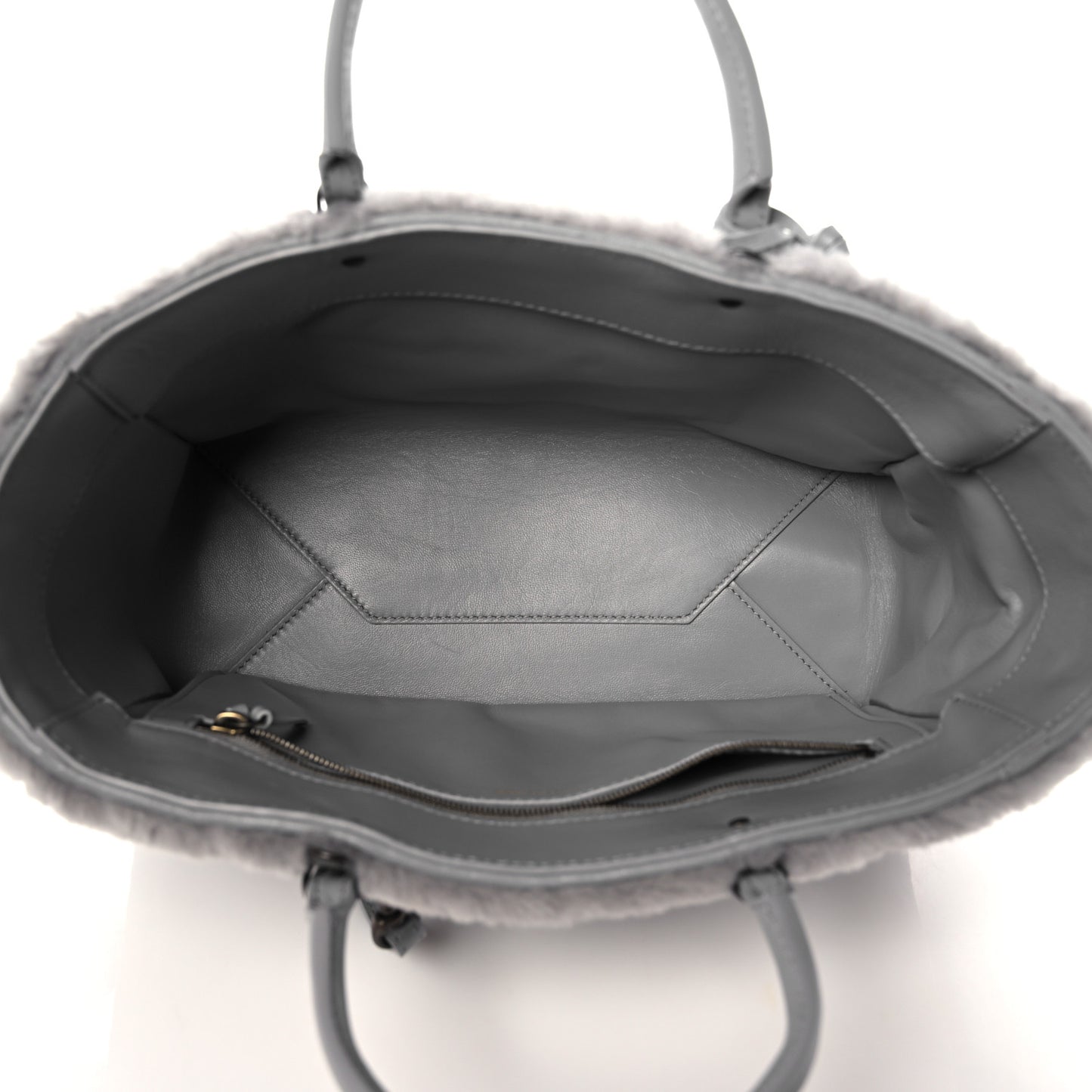 Merino Wool Papier A6 Zip Around Tote Gris Haussmannien