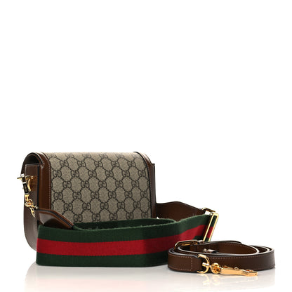 Gucci GG Supreme Monogram Web Mini Horsebit 1955 Shoulder Bag Beige Brown Sugar 3 of 6