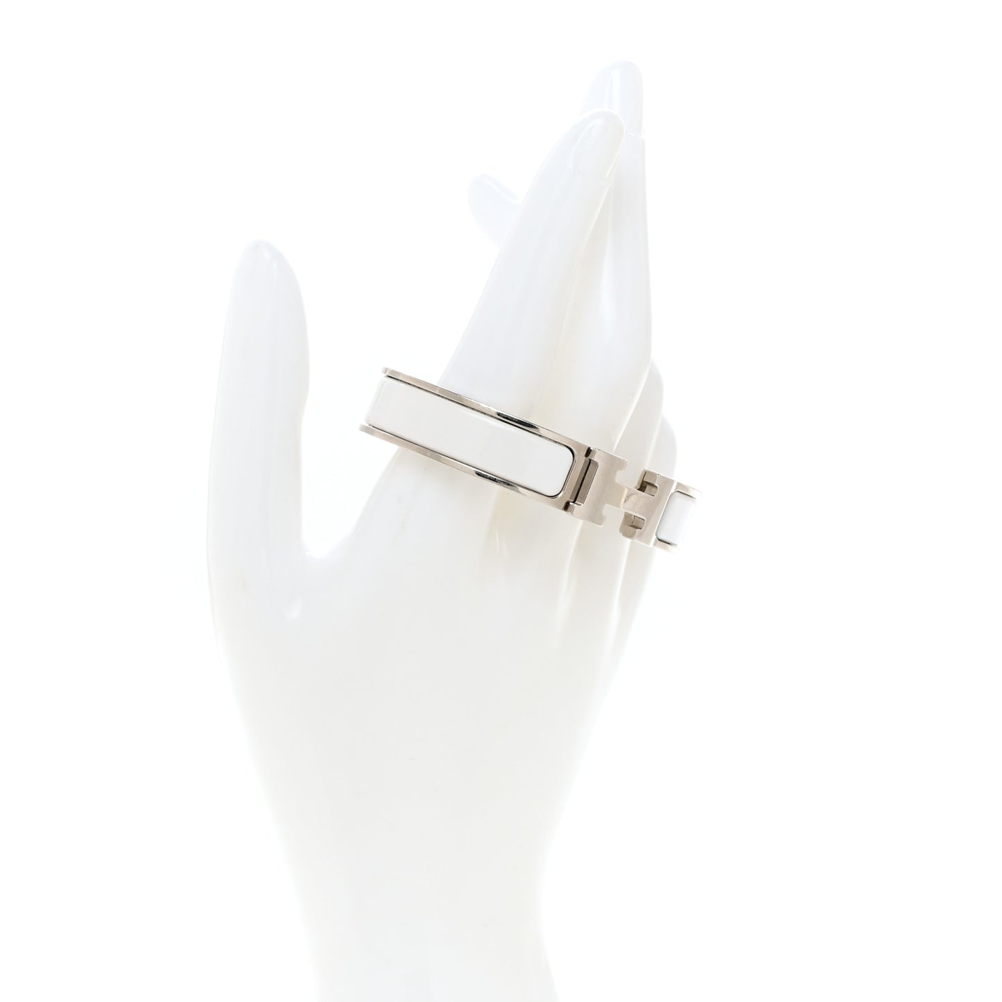Enamel Narrow Clic Clac H Bracelet PM White