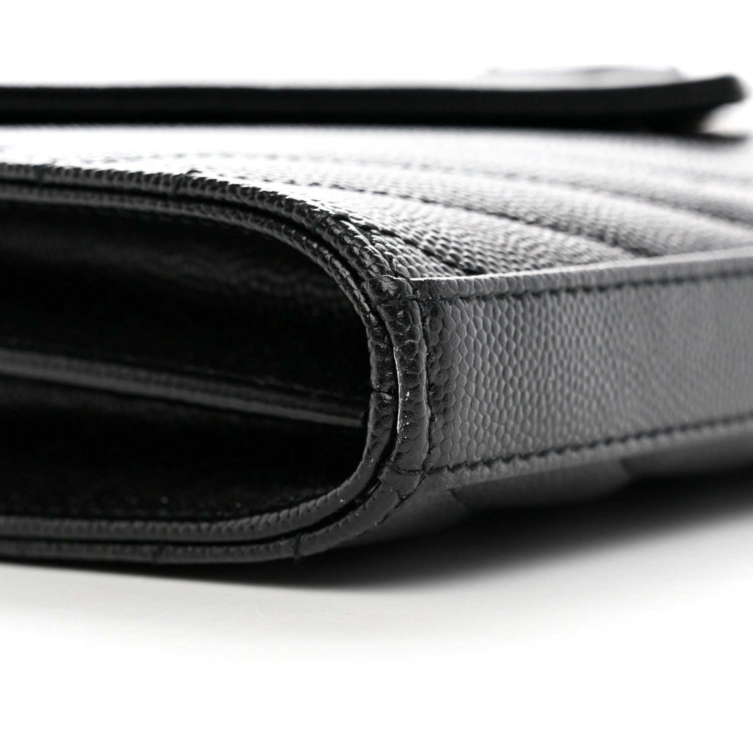 Saint Laurent Grain De Poudre Matelasse Chevron Monogram Monochrome Chain Wallet Black 10 of 12