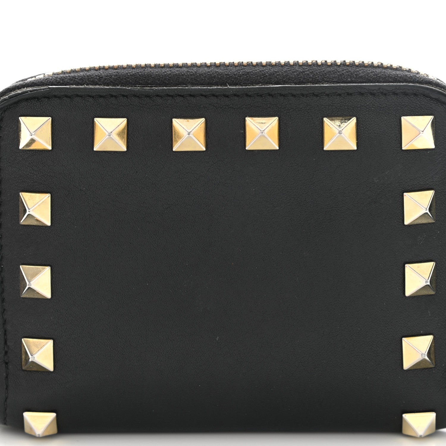 Valentino Garavani Vitello Rockstud Zip Around Card Holder Wallet Black 8 of 10