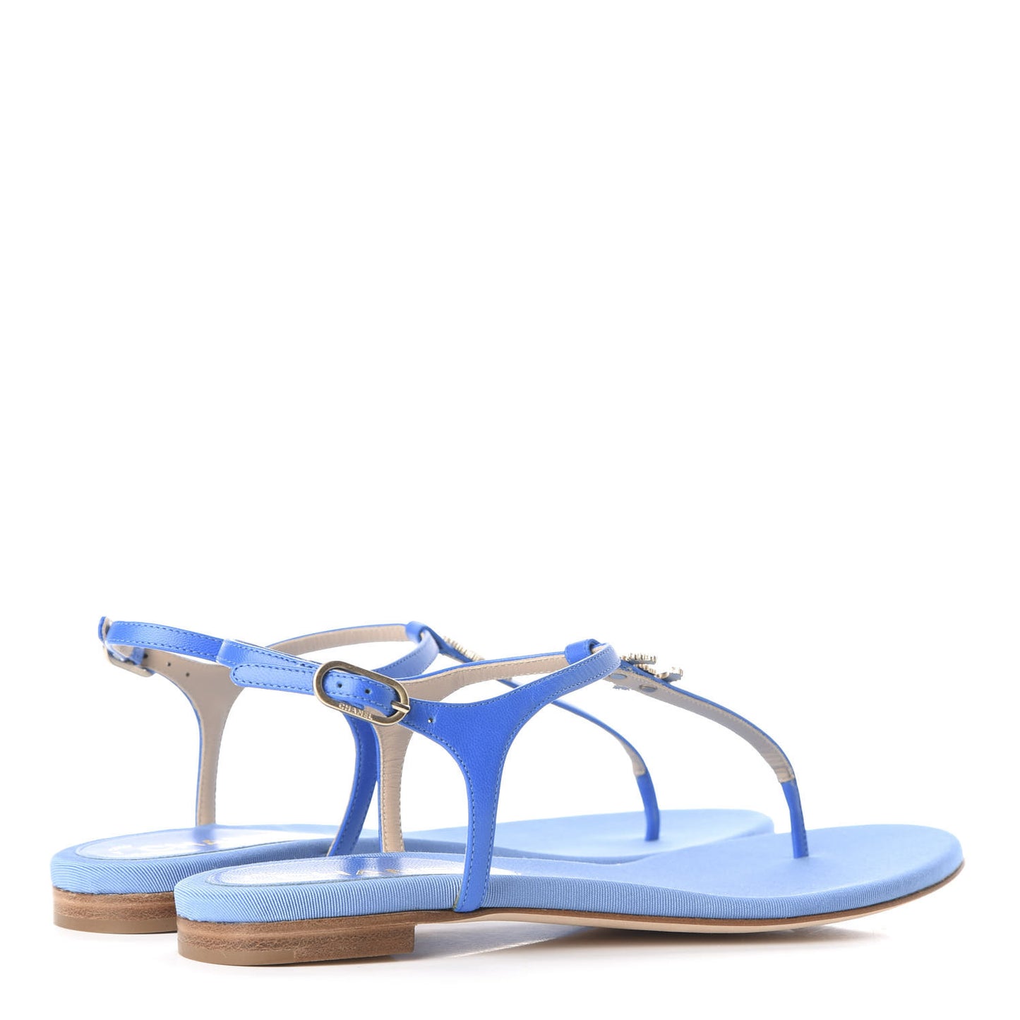 Shiny Kidskin CC Logo Thong Sandals 37.5 Blue