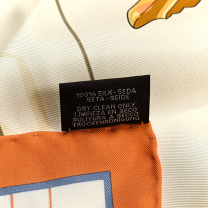 Hermes Silk Tous En Selle Scarf Orange Cjit Creme 3 of 4
