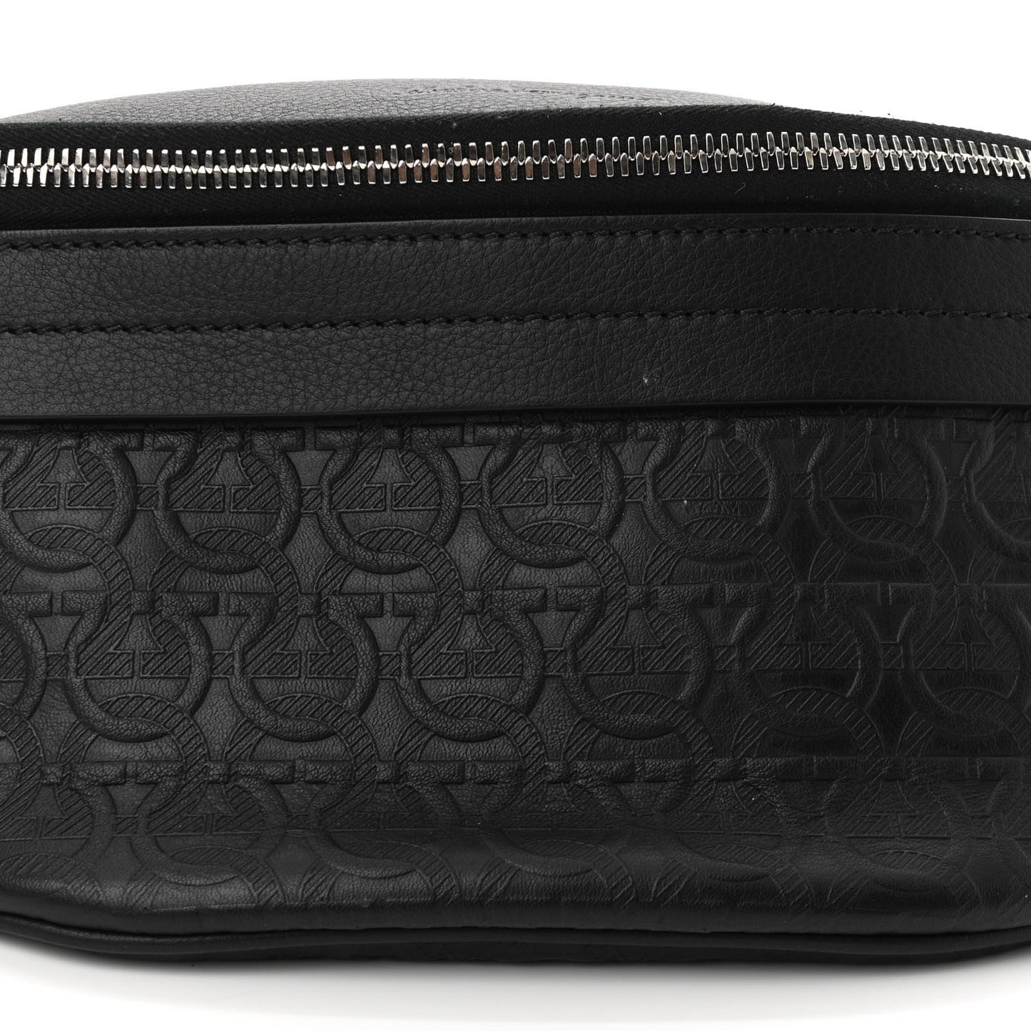 Hammered Calfskin Gancini Waist Bag Black