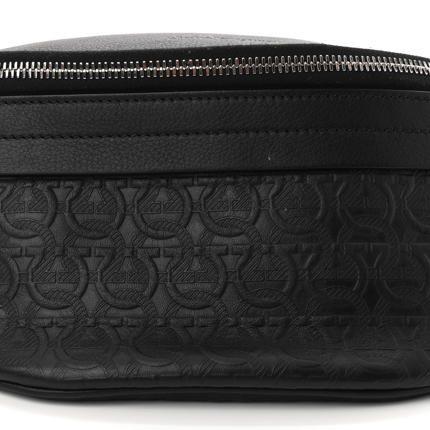 Salvatore Ferragamo Hammered Calfskin Gancini Waist Bag Black 6 of 9
