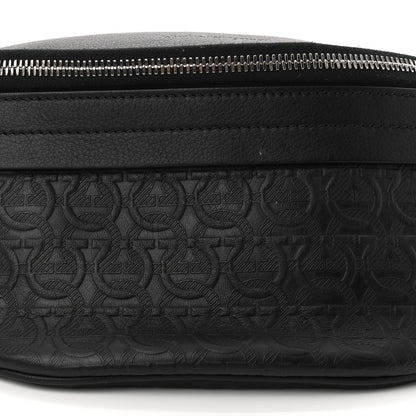 Salvatore Ferragamo Hammered Calfskin Gancini Waist Bag Black 6 of 9