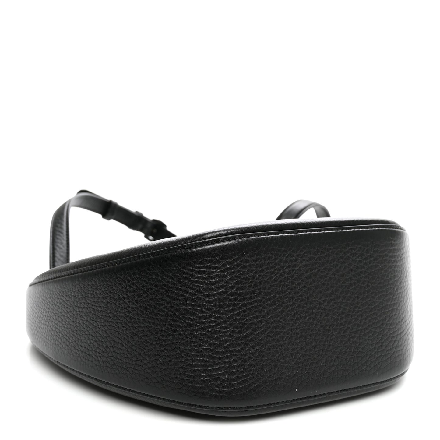 Grainy Calfskin Monochrome Small Vlogo Moon Hobo Bag Black