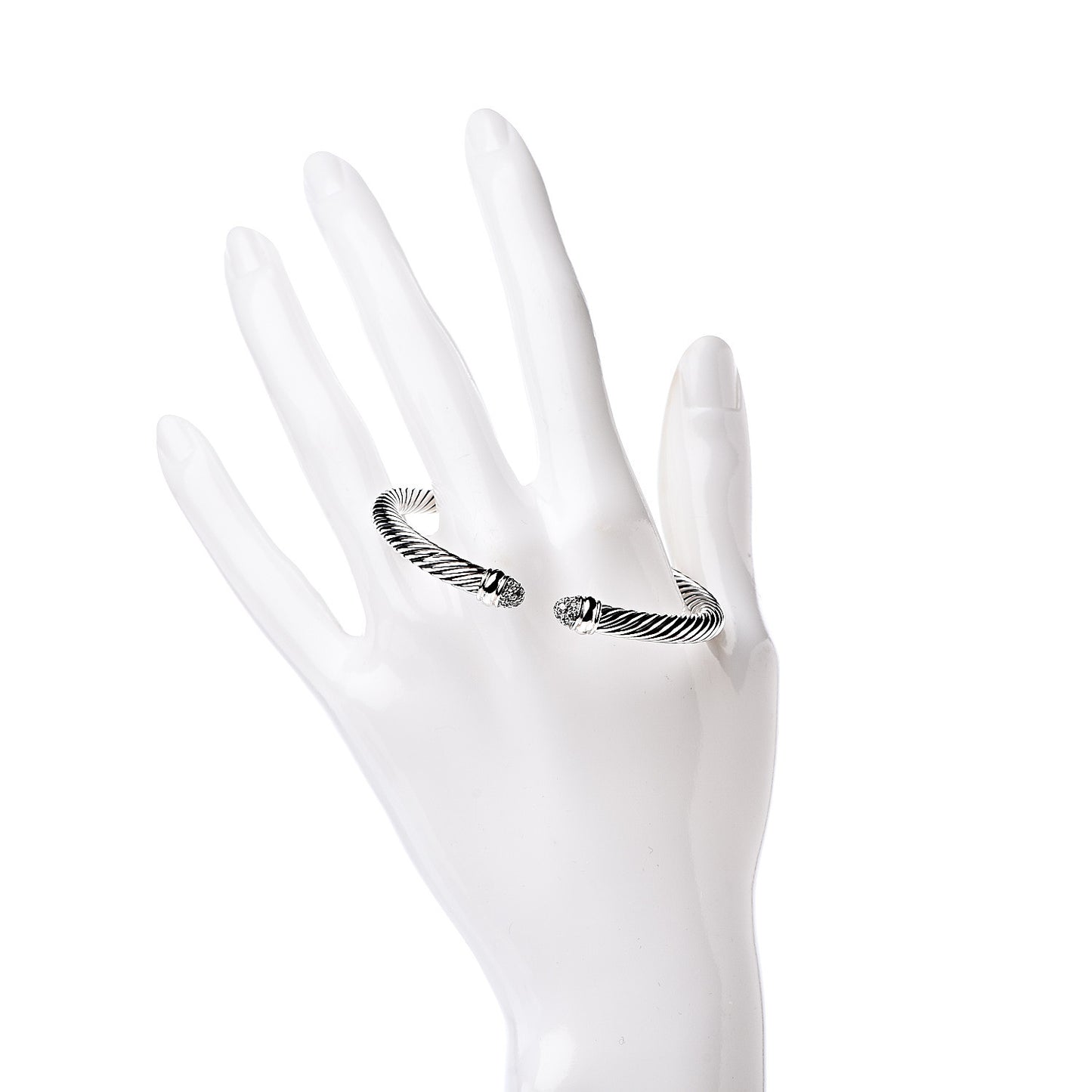 Sterling Silver Pave Diamond 5mm Cable Classics Bracelet