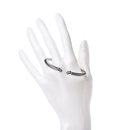 David Yurman Sterling Silver Pave Diamond 5mm Cable Classics Bracelet 2 of 4