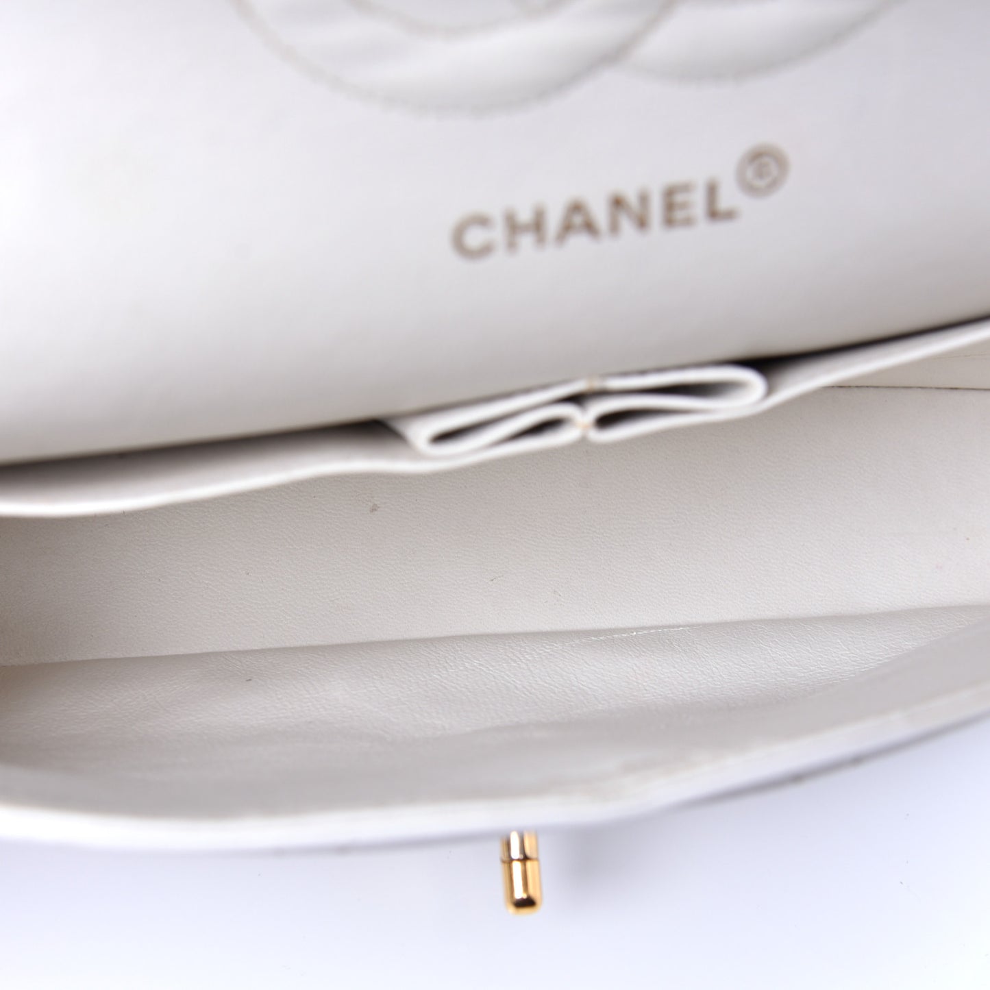 Lambskin Quilted Medium Double Flap White