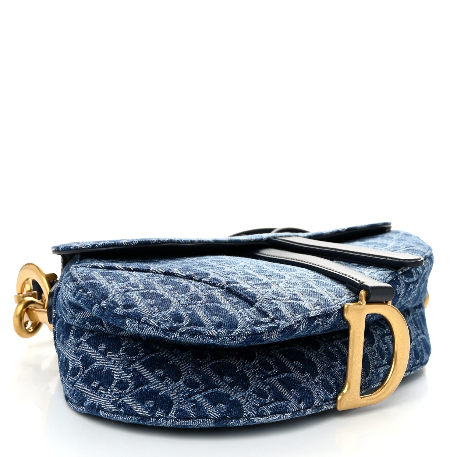 Christian Dior Denim Oblique Jacquard Saddle Bag With Strap Blue 4 of 12