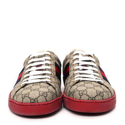 Gucci GG Supreme Monogram Ayers Mens New Ace Low-Top Sneaker 12 Blue Red 3 of 11