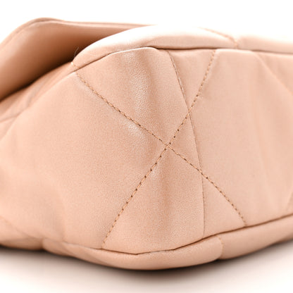 Chanel Shiny Lambskin Quilted Medium Chanel 19 Flap Beige 9 of 13