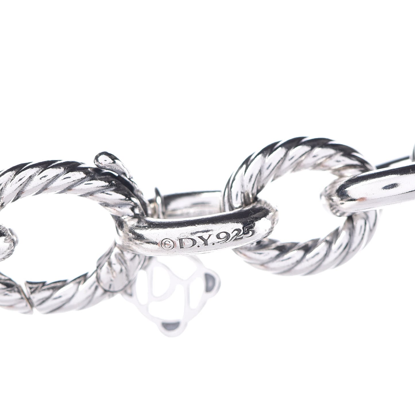 Sterling Silver Diamond Midnight Melange Oval Link Necklace