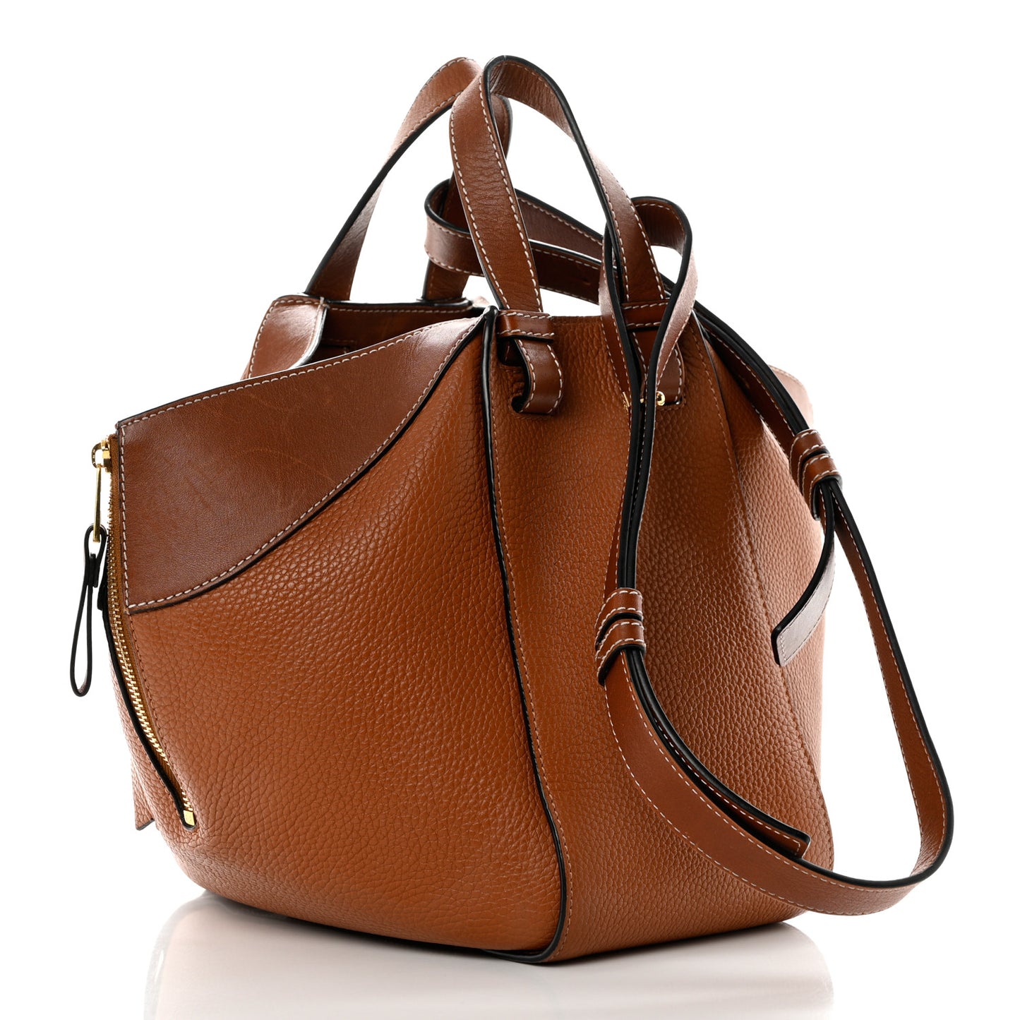 Grained Calfskin Medium Hammock Shoulder Bag Tan
