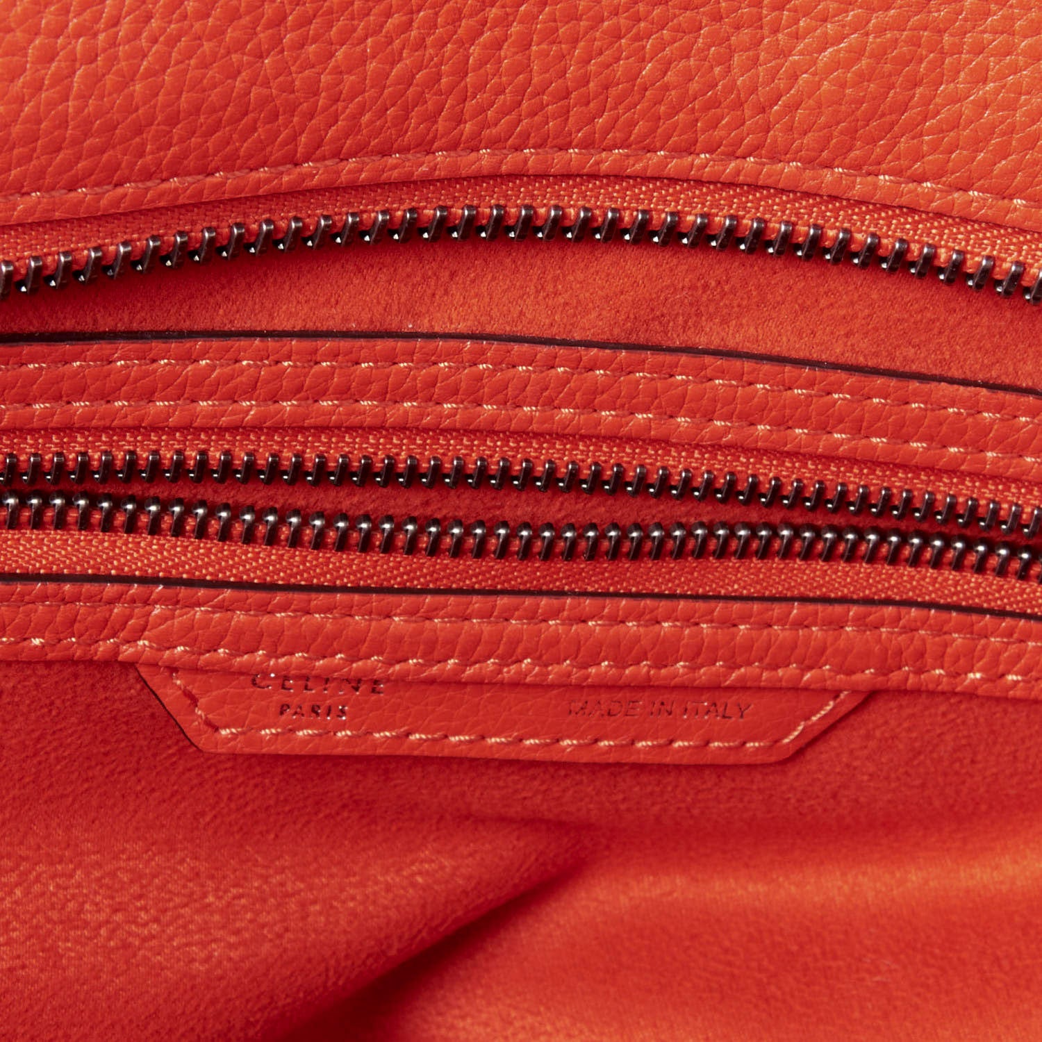 Celine Drummed Calfskin Mini Luggage Vermillion 7 of 8