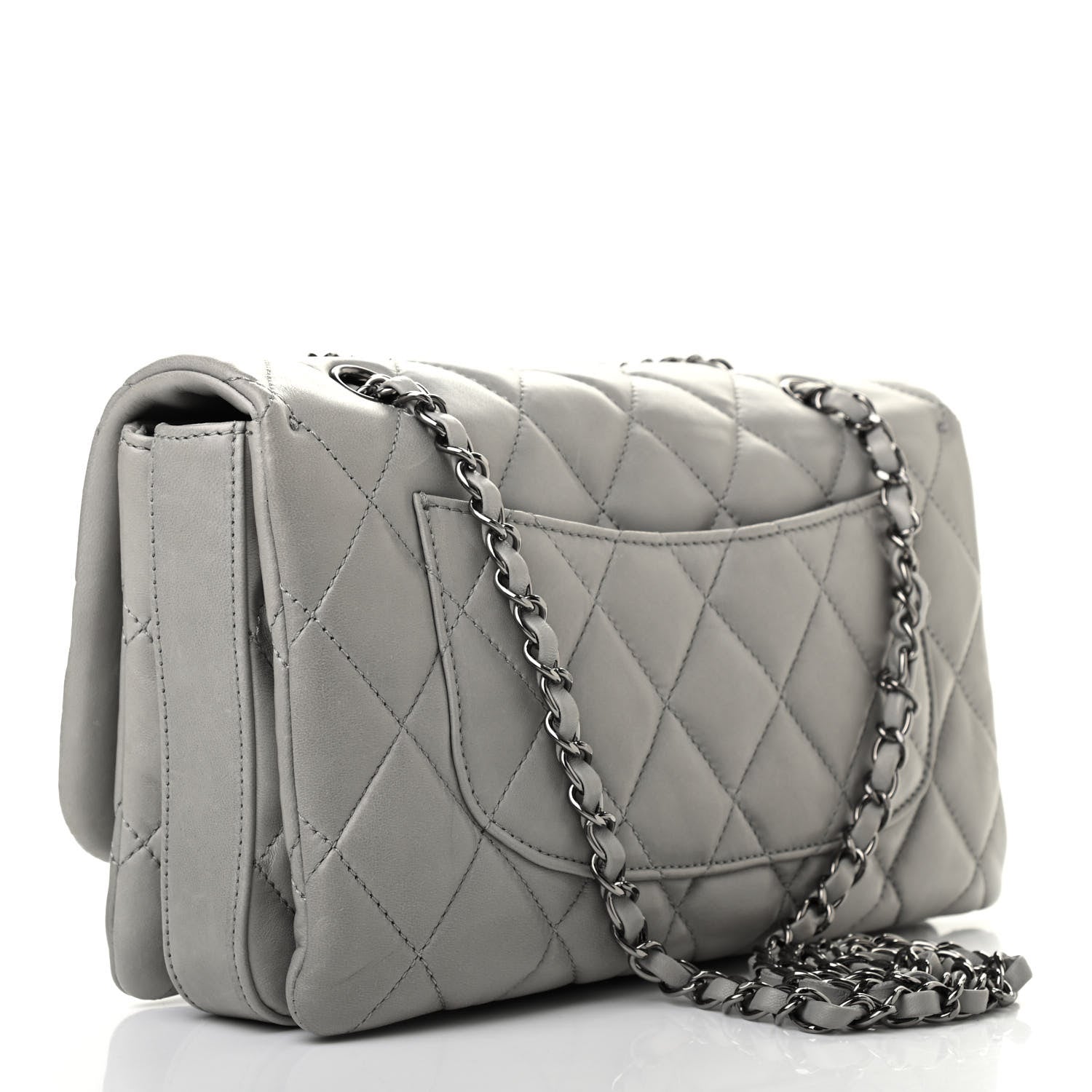 Chanel Lambskin Quilted Jumbo Chanel 3 Flap Light Grey 2 of 9