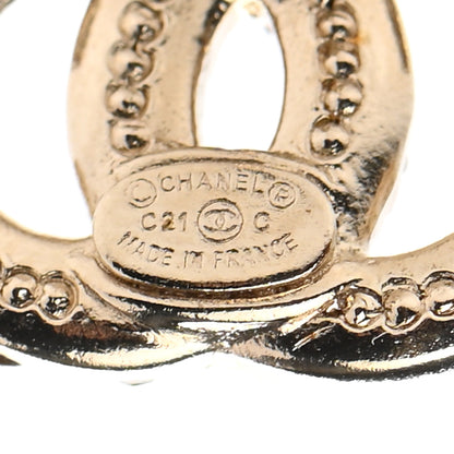 Chanel Crystal Pearl Caviar CC Stud Earrings Gold 3 of 5