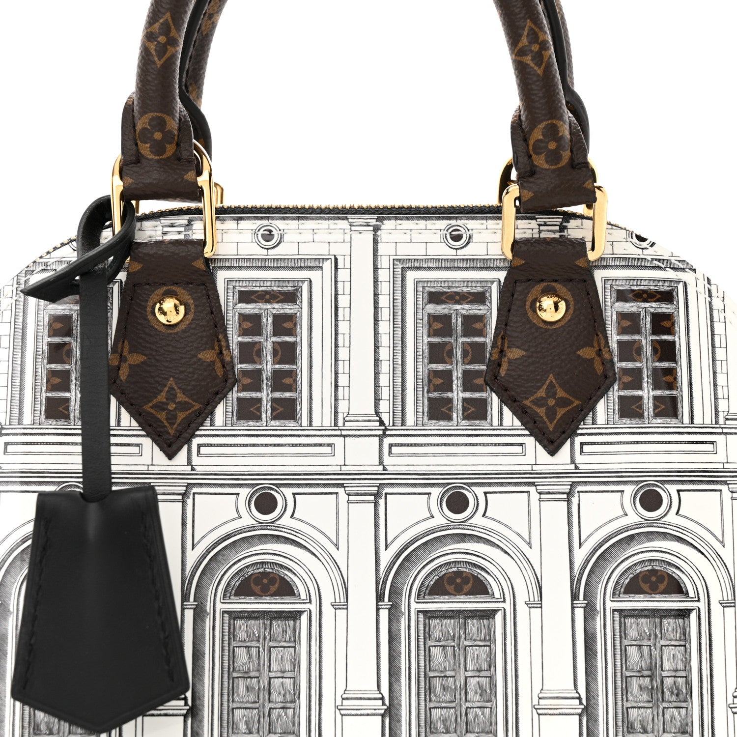 Louis Vuitton X FORNASETTI Calfskin Architettura Alma BB Black White 7 of 10