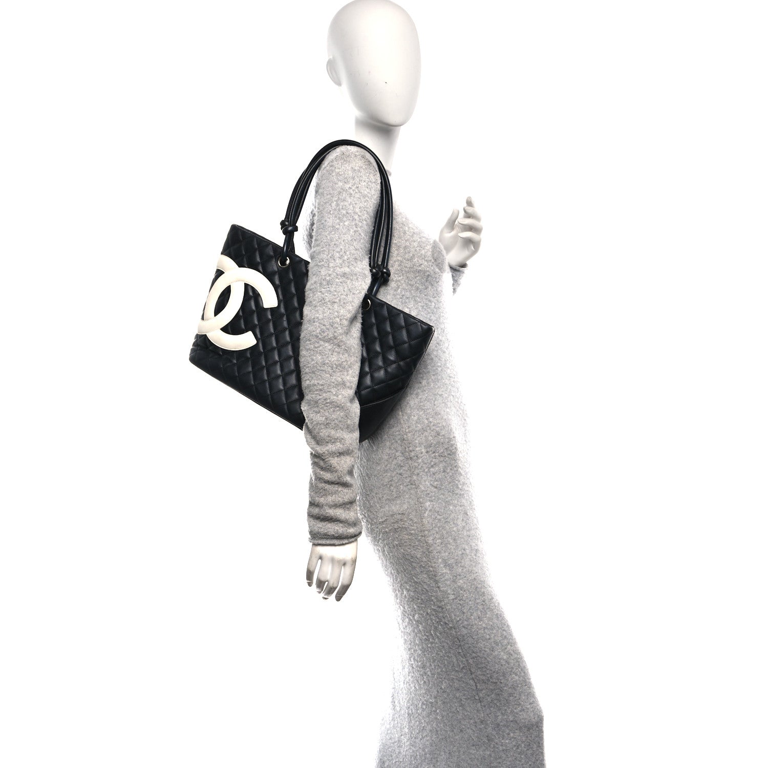 Chanel Calfskin Quilted Large Cambon Tote Black White 2 of 10