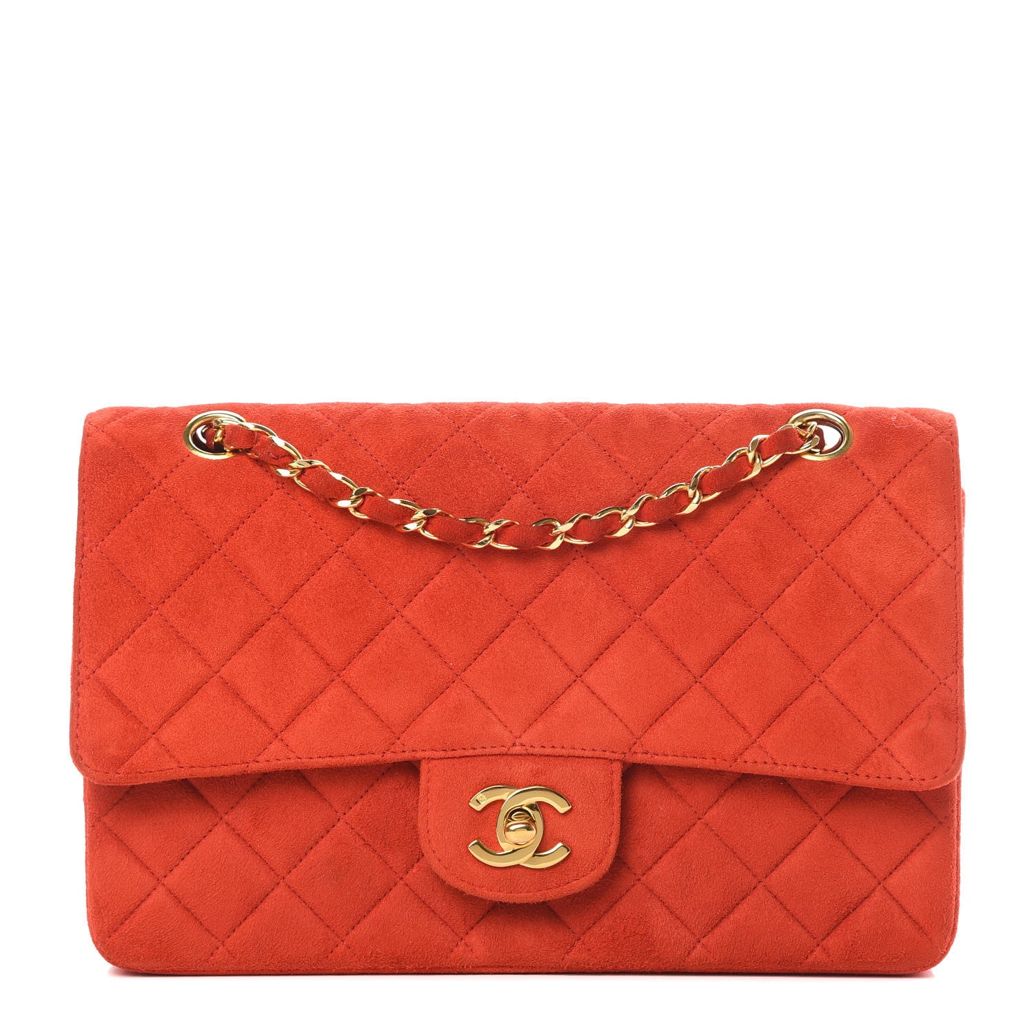 Chanel Suede Quilted Medium Single Flap Red 1 of 13