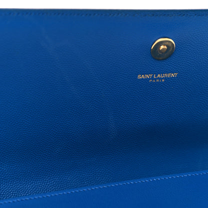 Saint Laurent Grain De Poudre Classic Monogram Cassandre Clutch Blue Majorelle 11 of 12