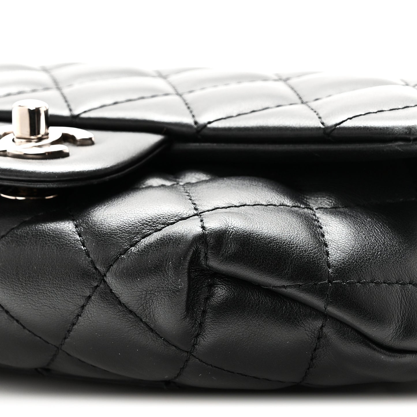 Calfskin Quilted CC Uniform Flap Belt Bag Black