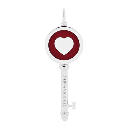 Tiffany Sterling Silver Enamel Heart Key Pendant Red 3 of 4