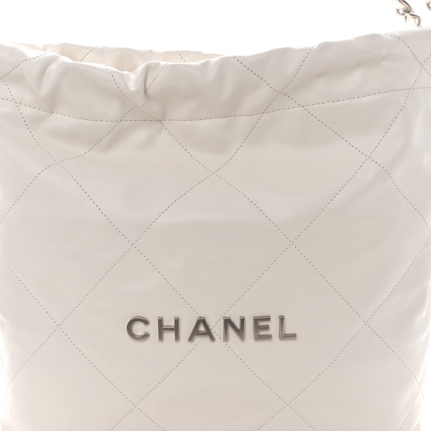 Chanel Shiny Calfskin Quilted Small Chanel 22 White 8 of 10