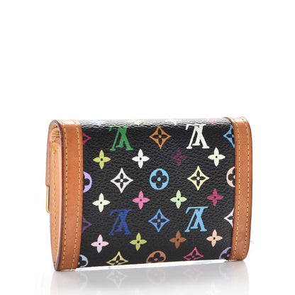 Louis Vuitton Monogram Multicolor Porte-Monnaie Plat Coin Purse Black 3 of 8