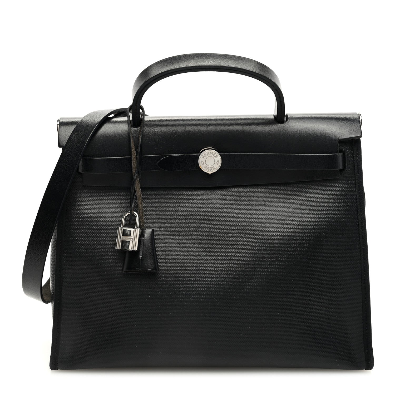 Hermes Toile H Berline Vache Hunter Herbag Zip PM 31 Black Ecru 1 of 11