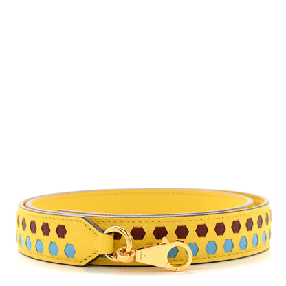 Hermes Epsom 25mm Hexagone Tressage Shoulder Strap Rouge H Jaune De Naples Gold 1 of 6