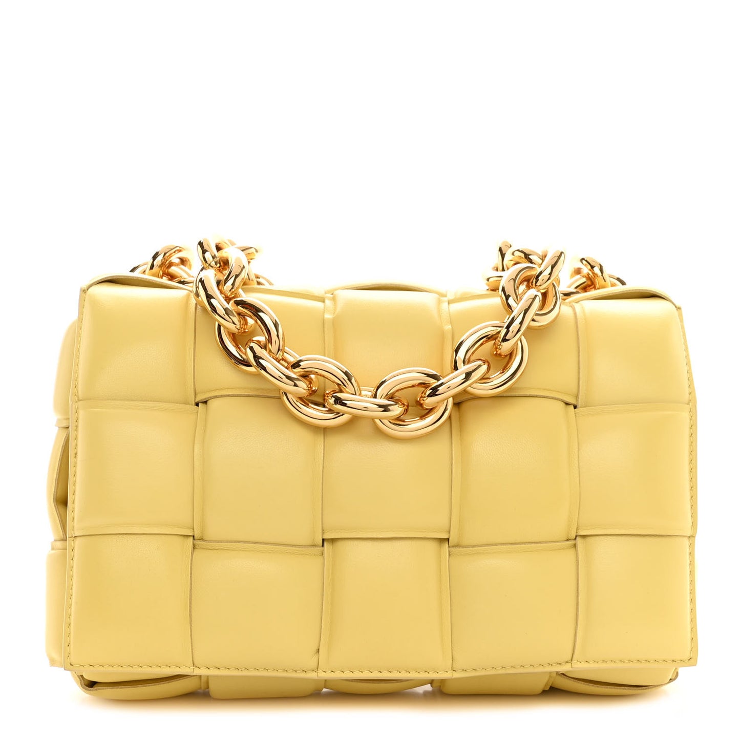 Lambskin Maxi Intreccio Padded Chain Cassette Crossbody Bag Corn