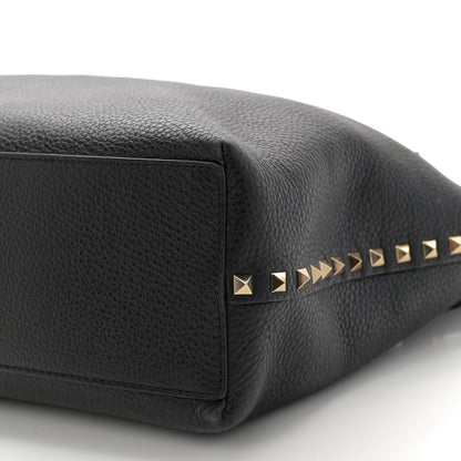 Valentino Garavani Grained Calfskin Rockstud Flip Lock Tote Black Rose Quartz 10 of 11