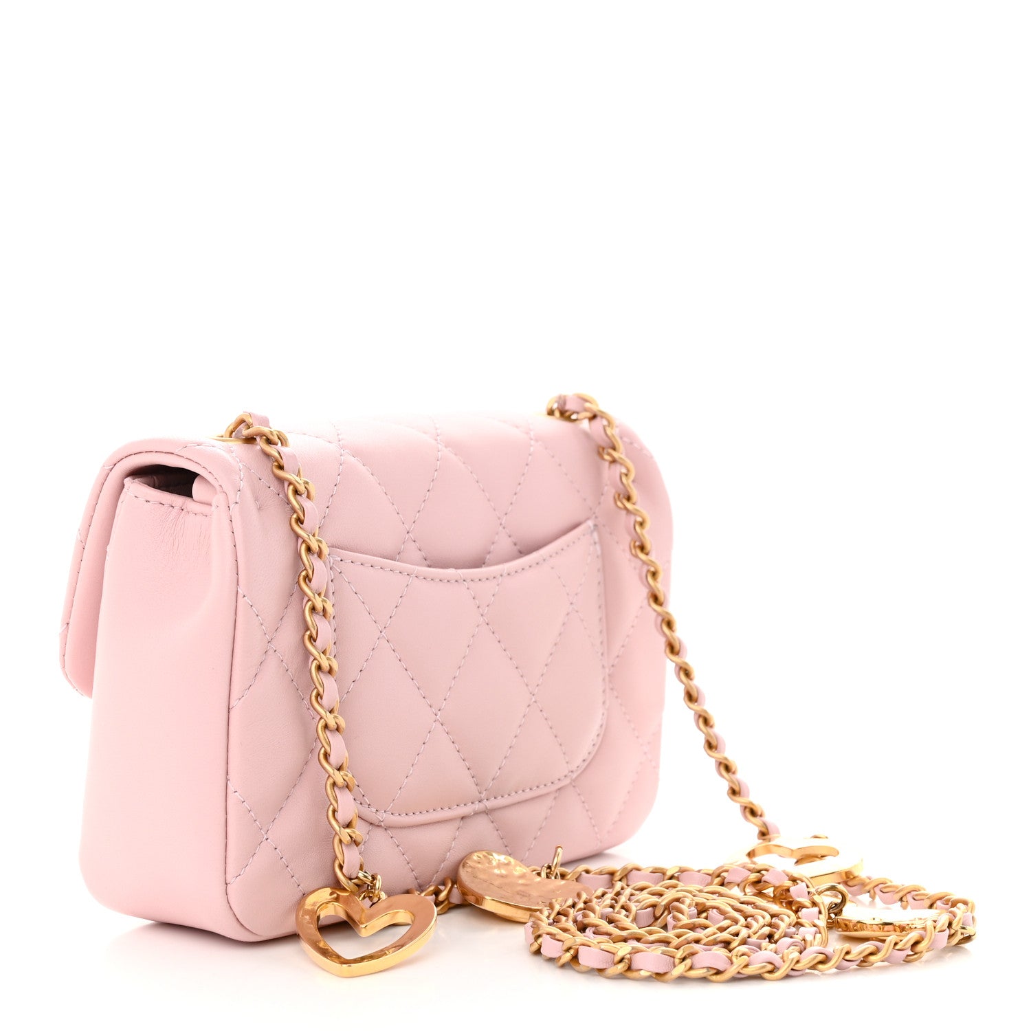 Chanel Lambskin Quilted Mini Heart Charms Flap Light Pink 3 of 11