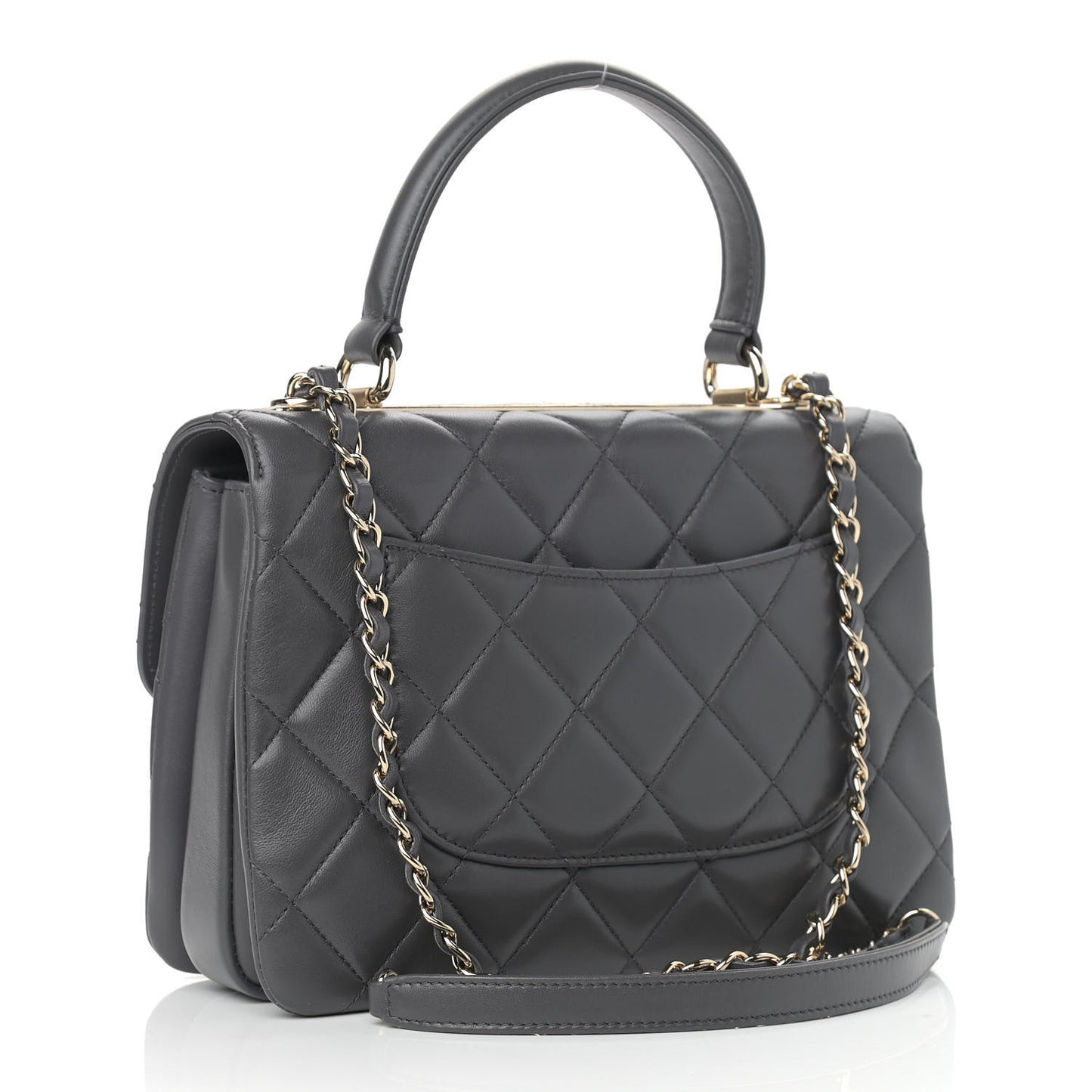 Lambskin Quilted Small Trendy CC Dual Handle Flap Bag Grey