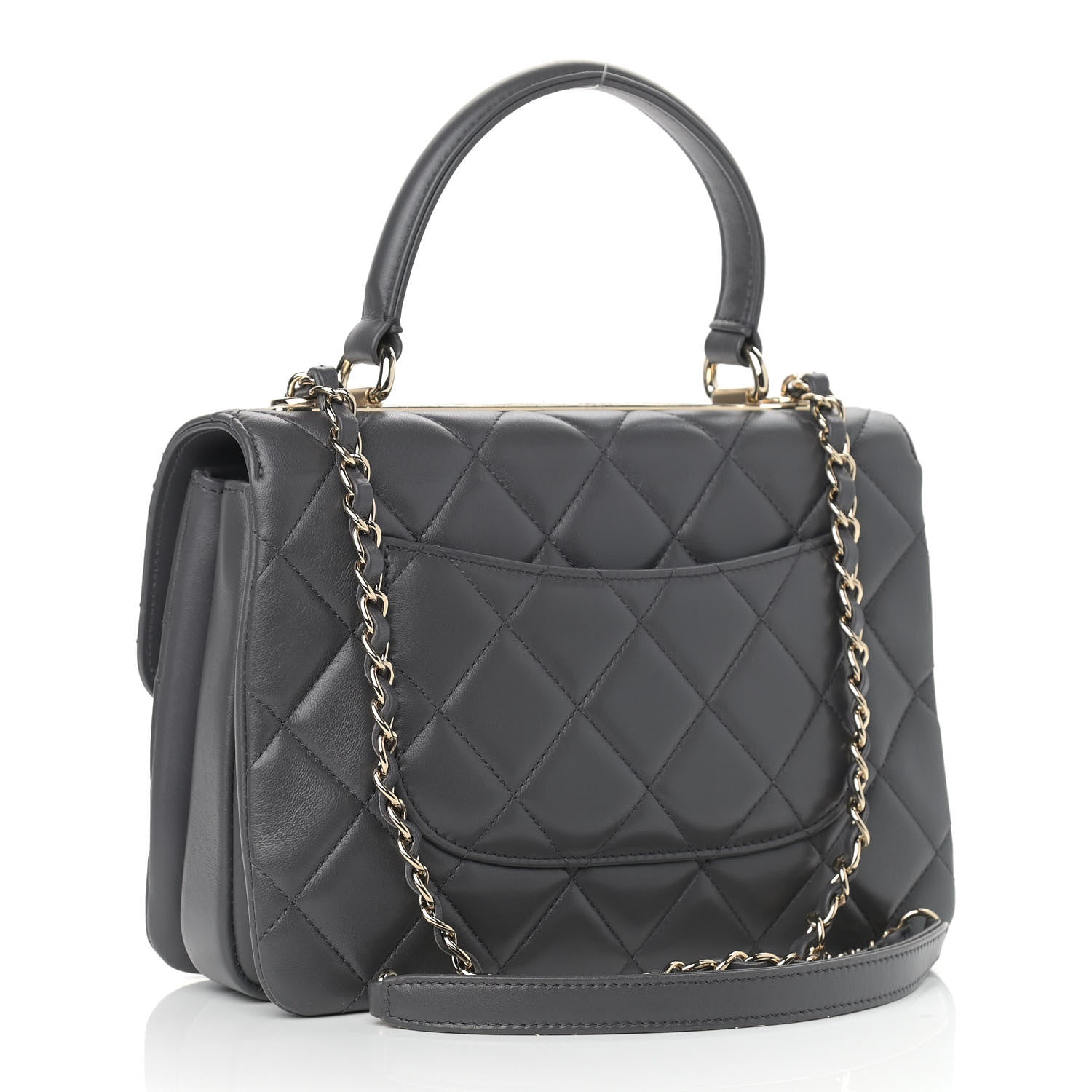 Chanel Lambskin Quilted Small Trendy CC Dual Handle Flap Bag Grey 3 of 9