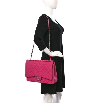 Chanel Iridescent Caviar Quilted Maxi Double Flap Hot Pink 2 of 9