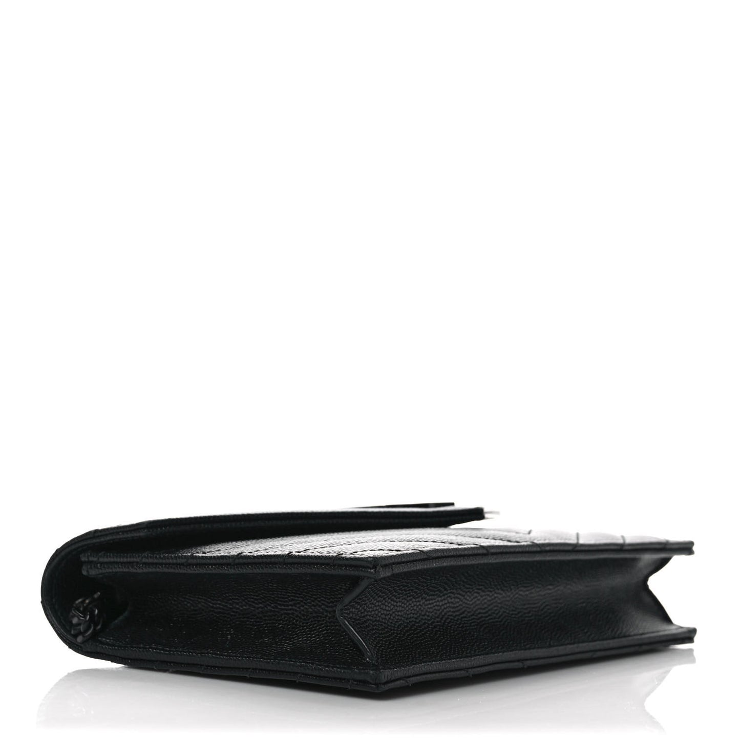 Grain De Poudre Matelasse Chevron Monogram Monochrome Envelope Chain Wallet Black