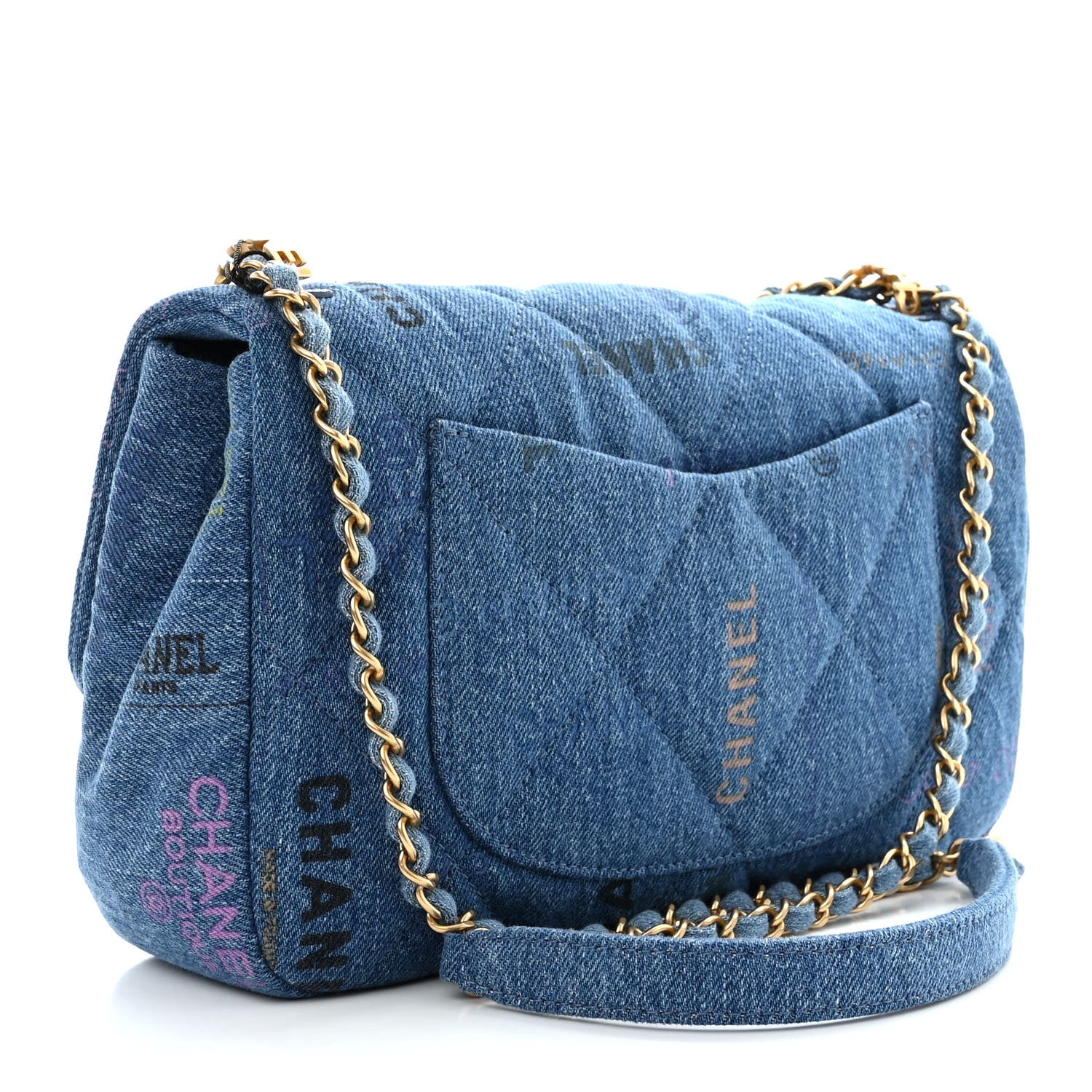 Chanel Denim Quilted Denim Large Mood Flap Blue Multicolor 3 of 11