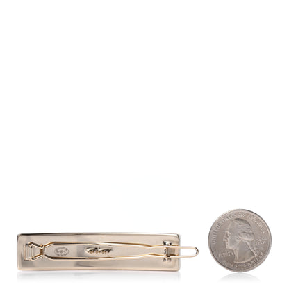 Chanel Metal Crystal Logo Hair Clip Gold 2 of 3
